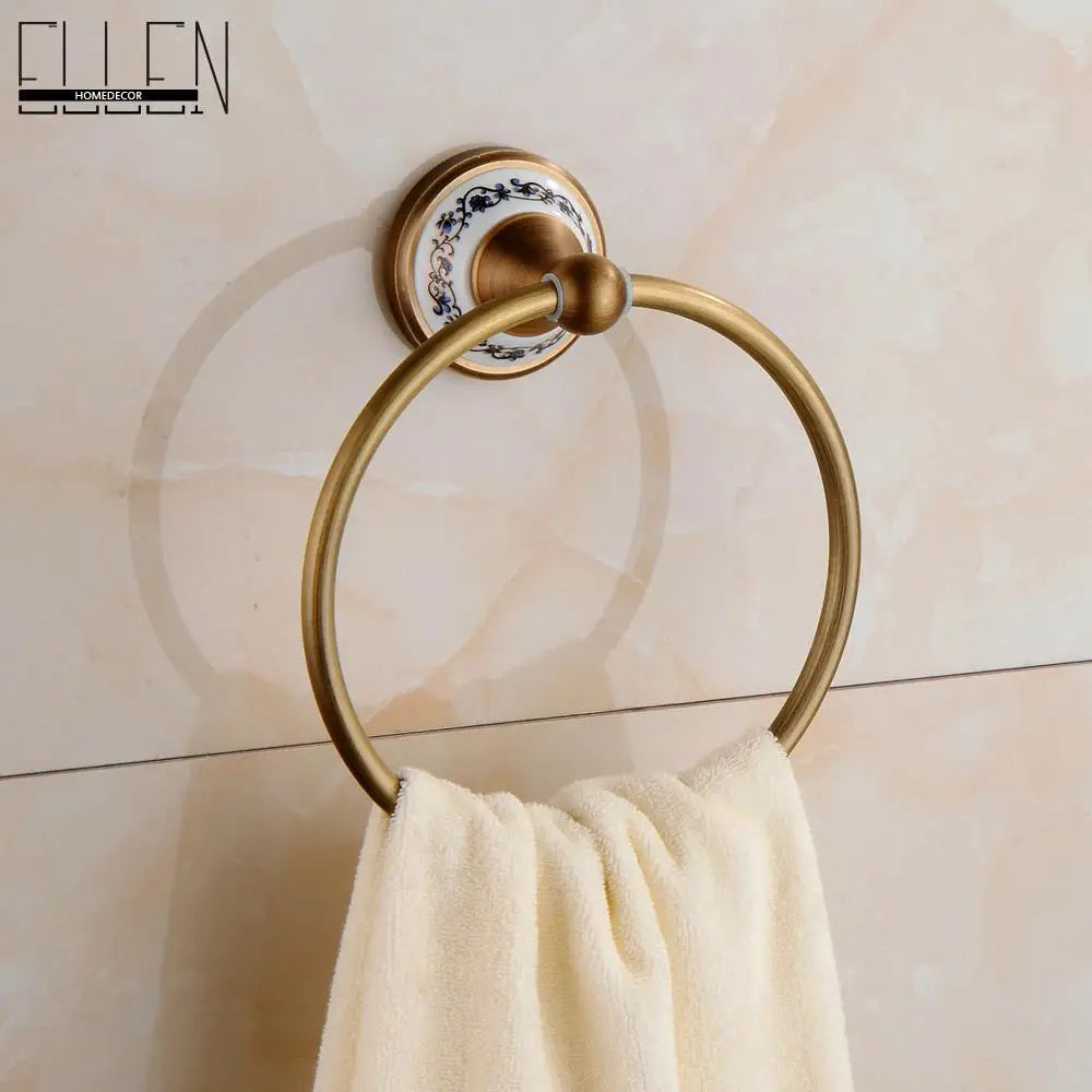 Antique Bronze Bathroom Accessories Sets Towel Shelf Towel Holder Toilet Paper Holder Rove Hook Ceramic Bathroom Products EL3100