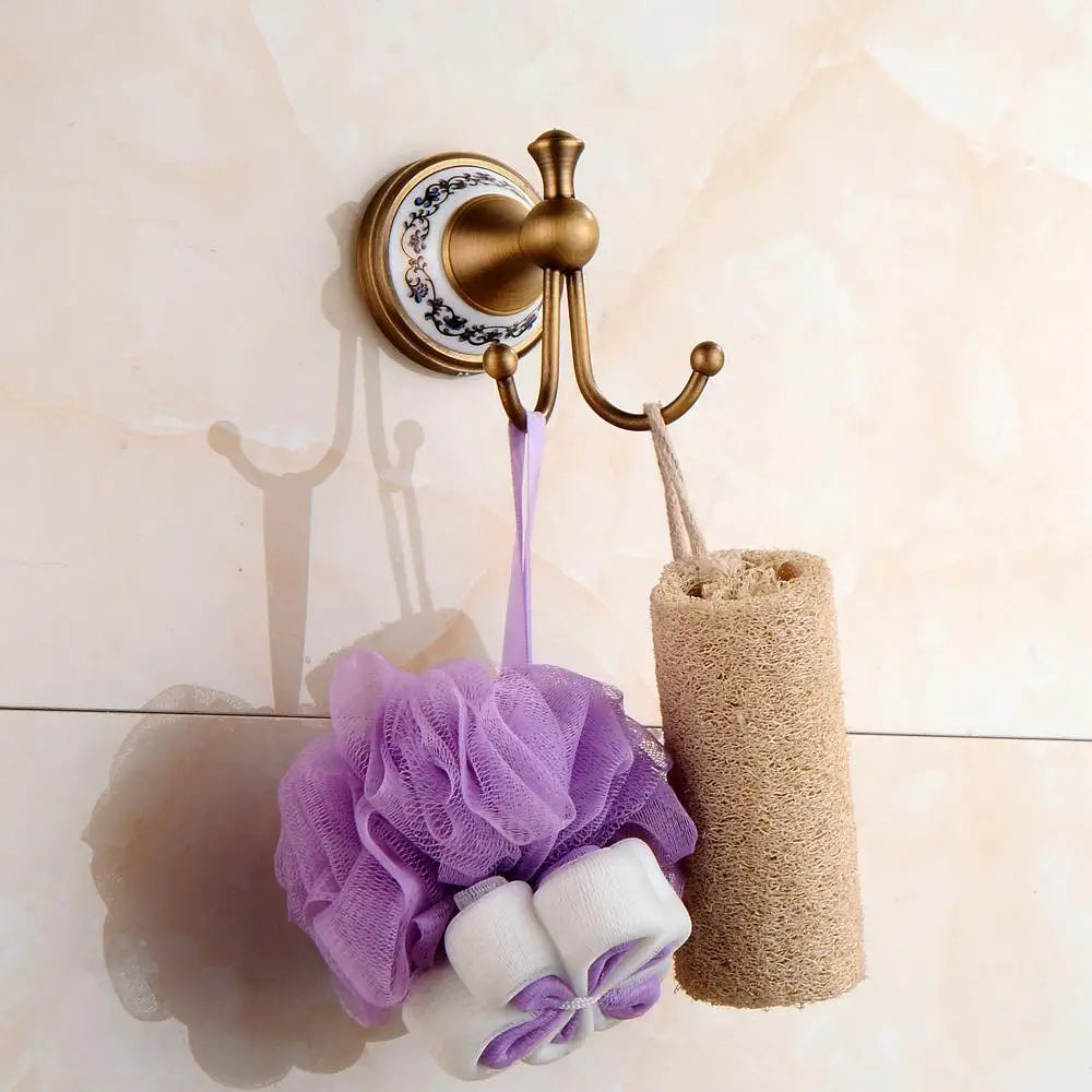 Antique Bronze Bathroom Accessories Sets Towel Shelf Towel Holder Toilet Paper Holder Rove Hook Ceramic Bathroom Products EL3100