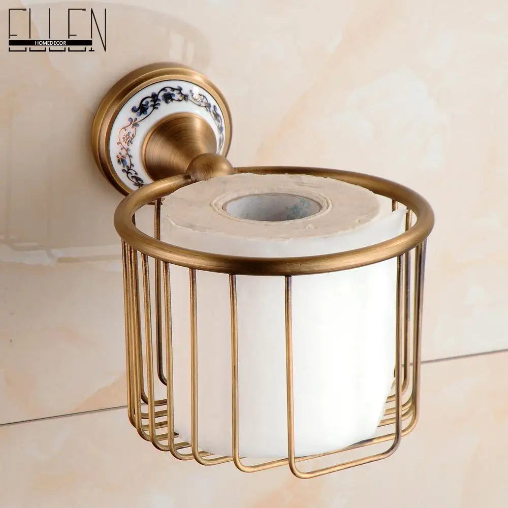 Antique Bronze Bathroom Accessories Sets Towel Shelf Towel Holder Toilet Paper Holder Rove Hook Ceramic Bathroom Products EL3100