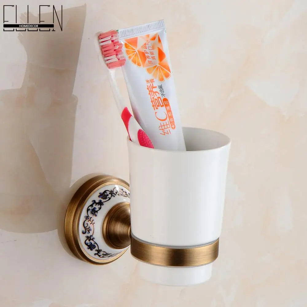 Antique Bronze Bathroom Accessories Sets Towel Shelf Towel Holder Toilet Paper Holder Rove Hook Ceramic Bathroom Products EL3100