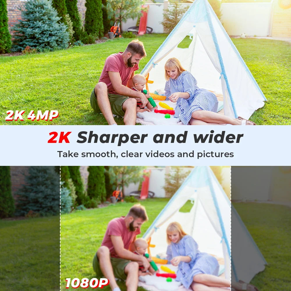 4MP Outdoors Wifi Camera 2K HD Security PTZ IP Camera AI Auto Detect Tracking Indoor Baby Night Color Camera Surveillance ICSee