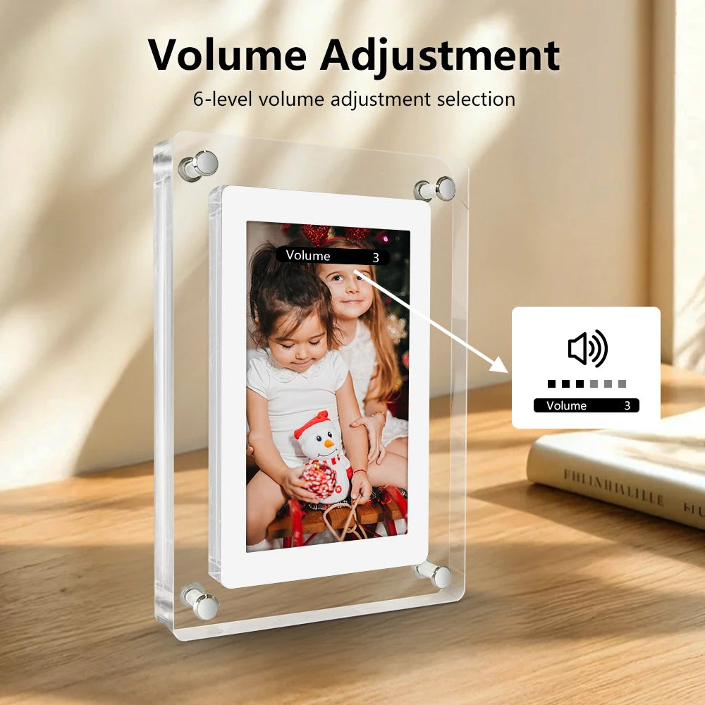 Acrylic Digital Photo Frame 5 and 7 Inch IPS Screen 4GB Memory Rechargeable Battery Auto Rotate Portable Digital Picture Frame