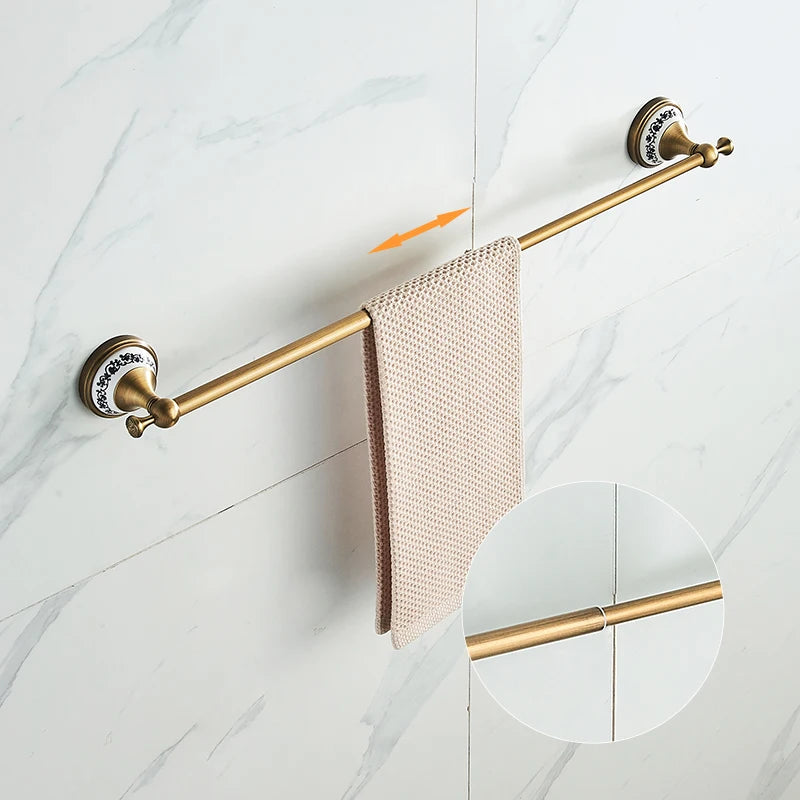 Antique Bronze Bathroom Accessories Sets Towel Shelf Towel Holder Toilet Paper Holder Rove Hook Ceramic Bathroom Products EL3100