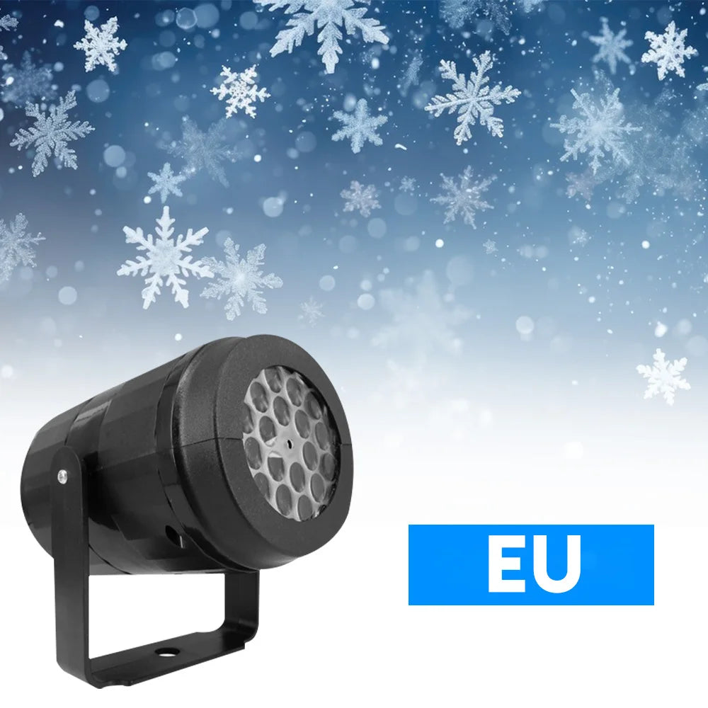 2025 Powered LED Christmas Dynamic White Snowflake Projector Outdoor Rotating Stage Projection Light For Bedroom Ceiling Decor