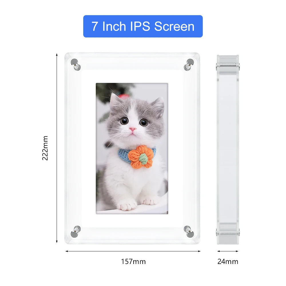 Acrylic Digital Photo Frame 5 and 7 Inch IPS Screen 4GB Memory Rechargeable Battery Auto Rotate Portable Digital Picture Frame