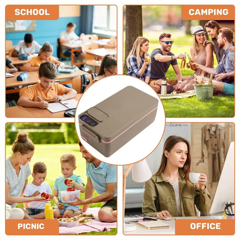 Heated Lunch Box  Electric Lunch Box   Self Heating Lunch Box  Cordless Rechargeable 304 Food-Grade Stainless Steel 1L  B