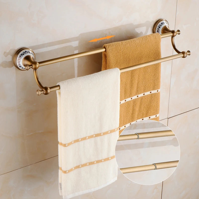 Antique Bronze Bathroom Accessories Sets Towel Shelf Towel Holder Toilet Paper Holder Rove Hook Ceramic Bathroom Products EL3100