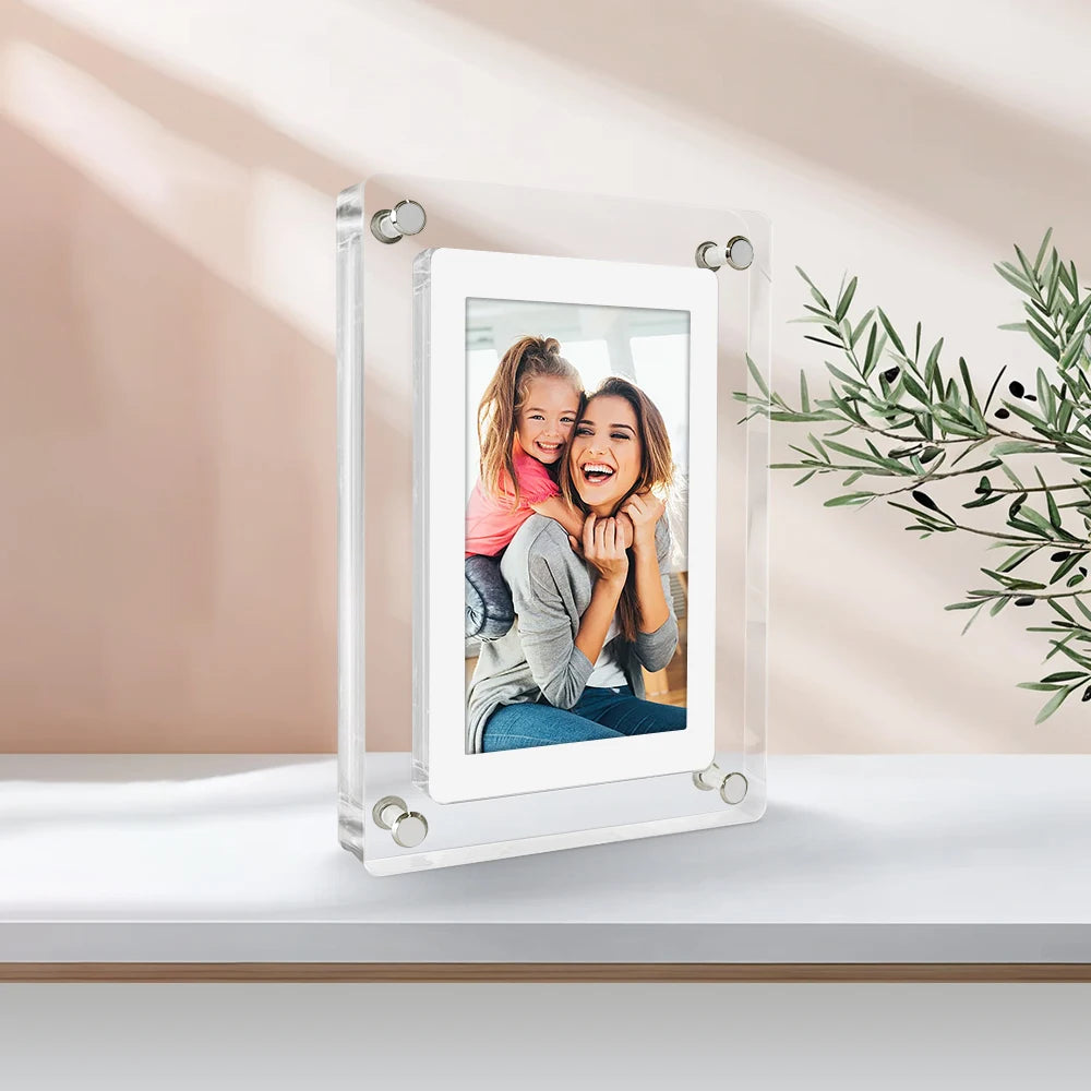 Acrylic Digital Photo Frame – Portable LED Display with Memory