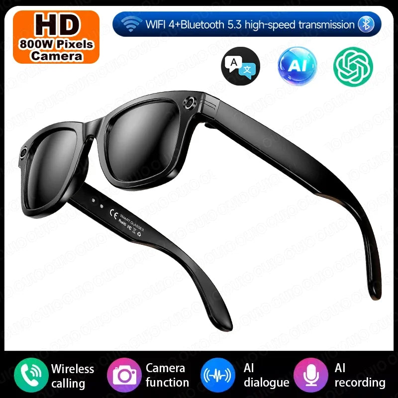 2025 New Smart Al Camera Glasses Intelligent Interactive Translation 800W Camera Color-Changing Lens Dual-Mic Call Smart Glasses