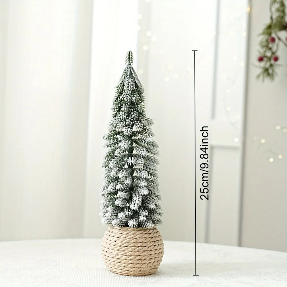 4Pcs/Set Mini Christmas Tree Artificial Small Snow Pine Xmas Tree Decorations New Year Party Ornaments Gifts Home Table Decor